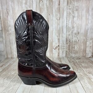 Laredo‎ Mens Leather Cowboy Boots Western Style Cherry Brown Size 9 EE